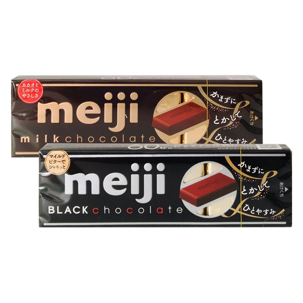 Kẹo Socola Meiji Chocolate Đen, Sữa Thanh 41g