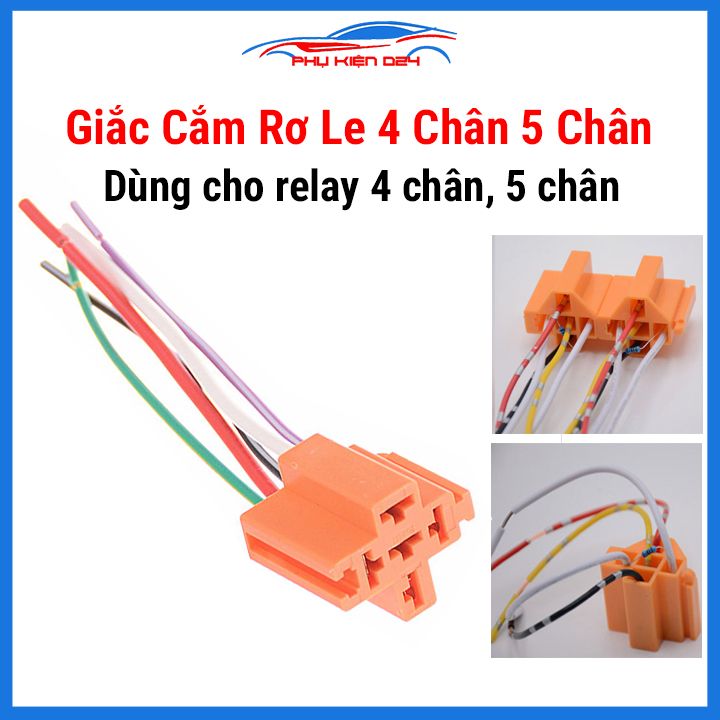 Đế relay 4 chân, 5 chân có sẵn dây cắm giắc rơ le 4P, 5P hàng đẹp