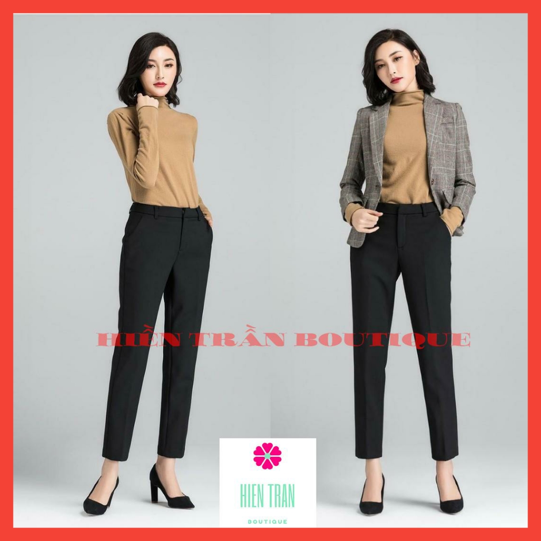 Quần âu nữ công sở vải cao cấp mềm mại, cạp cao giấu cúc-hientranboutique
