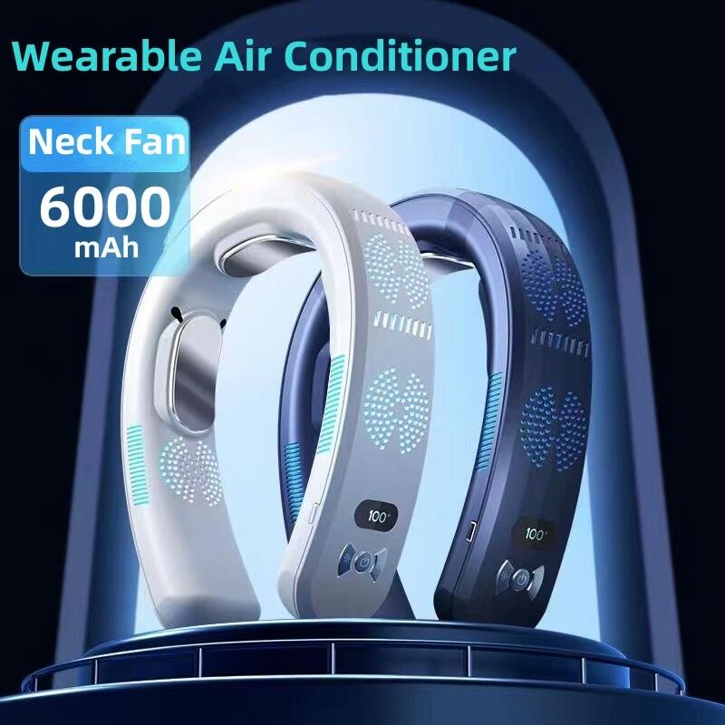 Quạt đeo cổ siêu mát không cánh cầm tay pin khủng 6000mah không cánh 3 chế độ mô phỏng gió tự nhiện, tốc độ gió linhhoạt