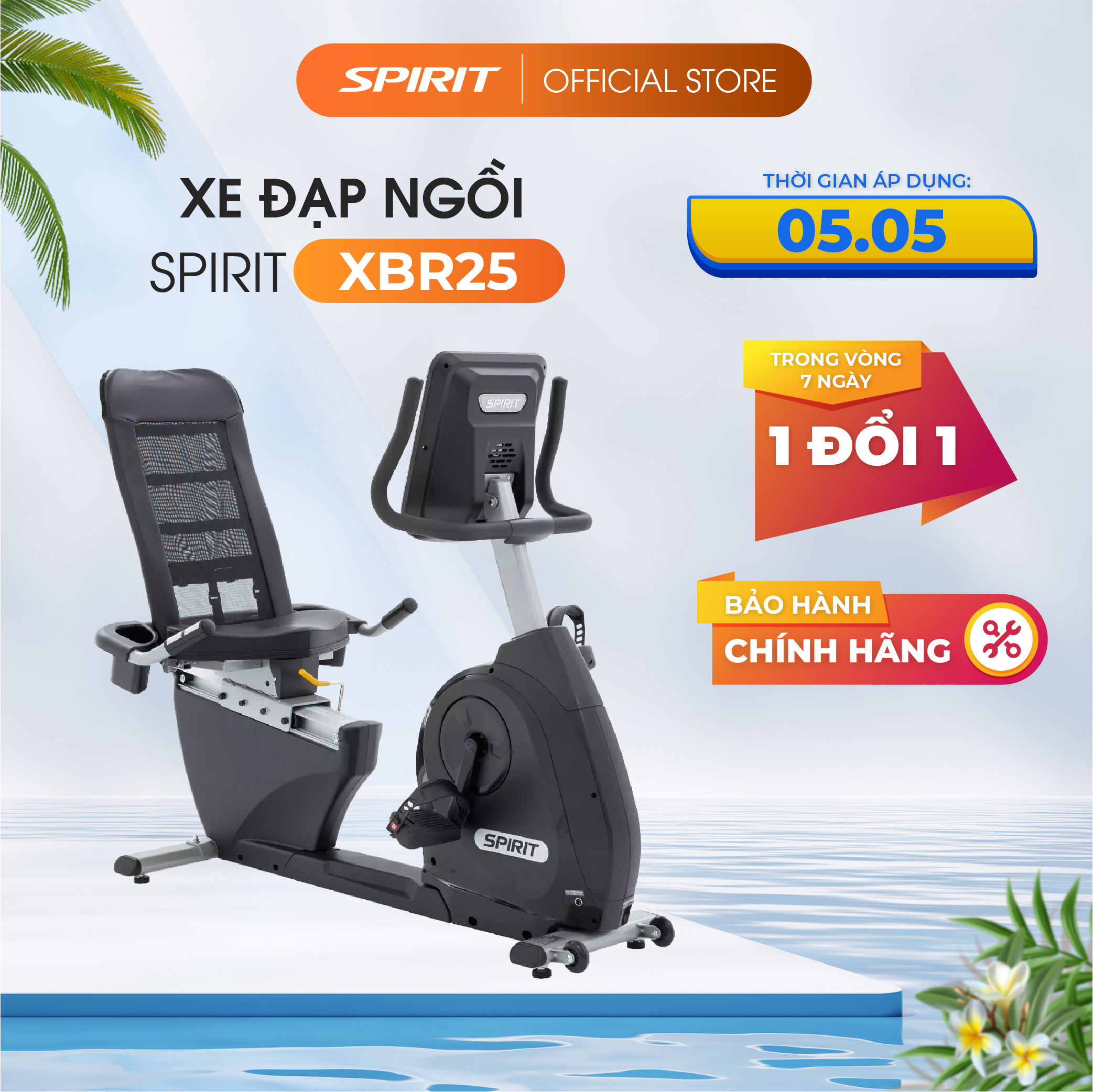 Xe đạp ngồi tập tại nhà SPIRIT Perfect Bike XBR25, ghế lưới, màn hình LCD, 6 chương trình tập, bảo hành chính hãng