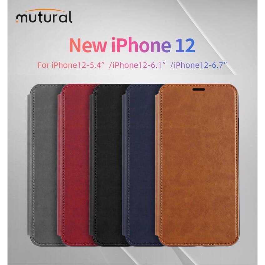 Bao da iphone mutural chất liệu da thật cao cấp, có ke đựng namecard, thẻ atm