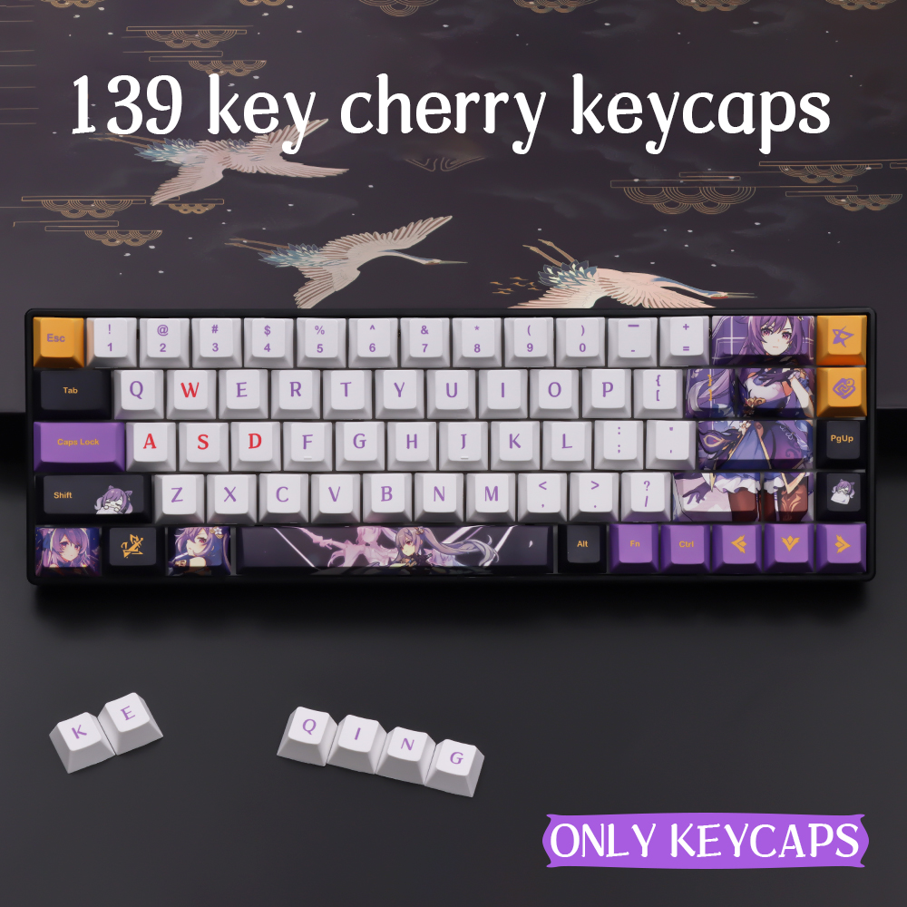 139 Keys Keqing Lovely Style The Key CapPBT Material 7 Mechanical Keyboard Available