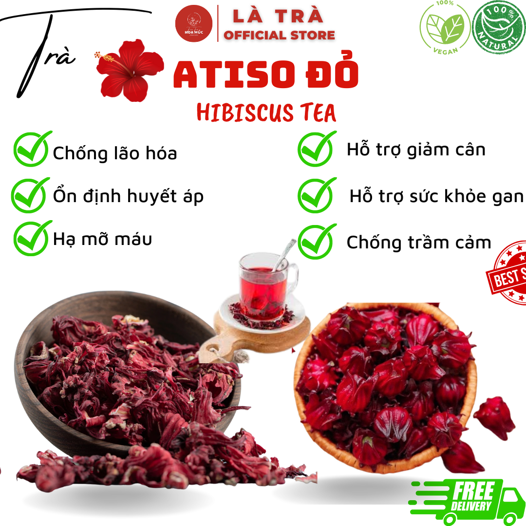 ✅ 400gr trà atiso đỏ khô -trà hibiscus là trà giảm cân pha trà
