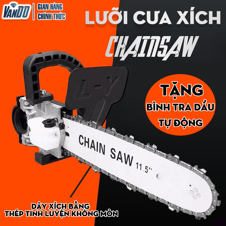 [ SIÊU BỀN ] Lưỡi cưa xích gắn máy mài - Bộ chuyển đổi máy mài thành máy cưa - Cưa cây - Cắt gỗ - Cắt cành - Có bình tra dầu tự động - Thép tinh luyện chiu nhiệt tốt