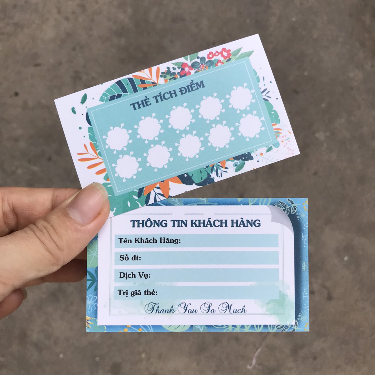 Combo 100 thẻ tích điểm , Phiếu tích điểm mẫu có sẵn
