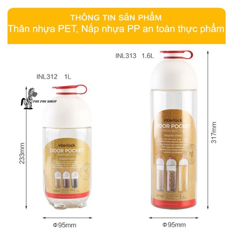 Hộp bảo quản thực phẩm lock&lock grain bottle dung tích 1l inl312w 1.6l inl313w