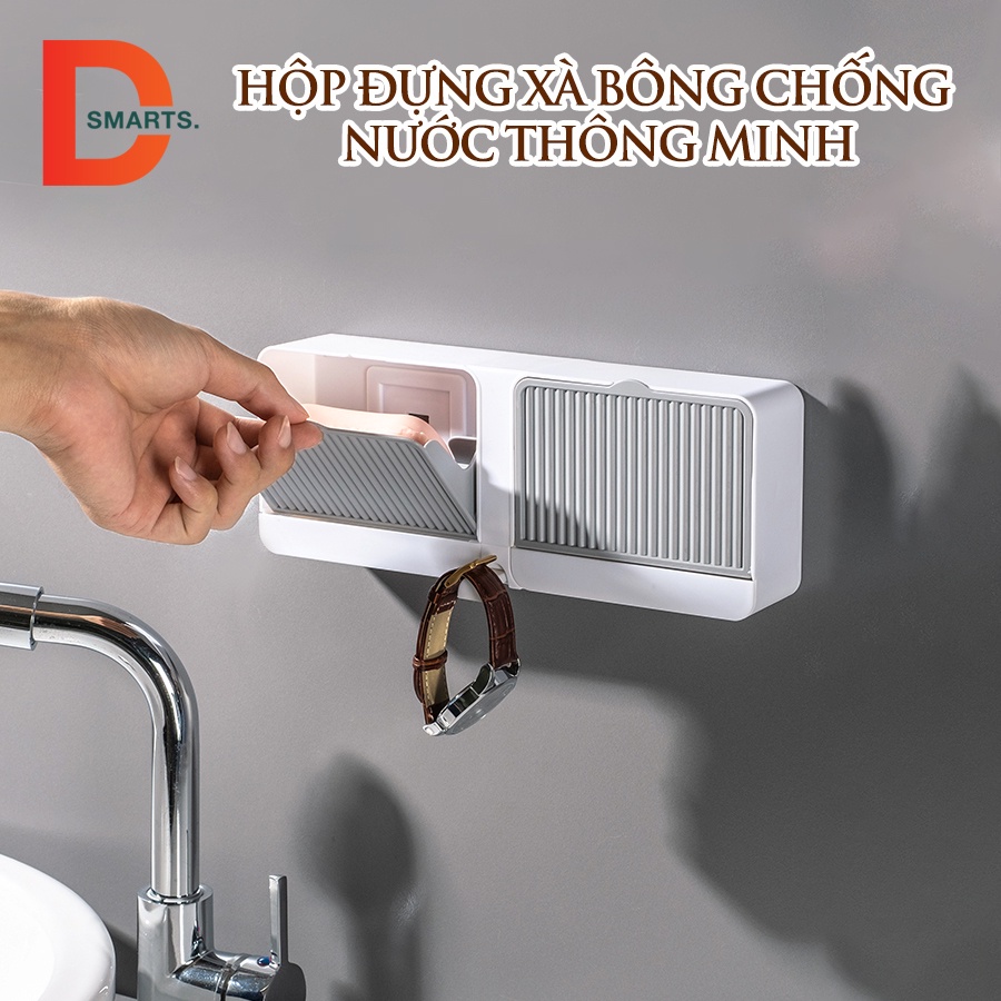 Hộp đựng xà phòng gắn tường 2 ngăn chống nước thông minh tiện lợi