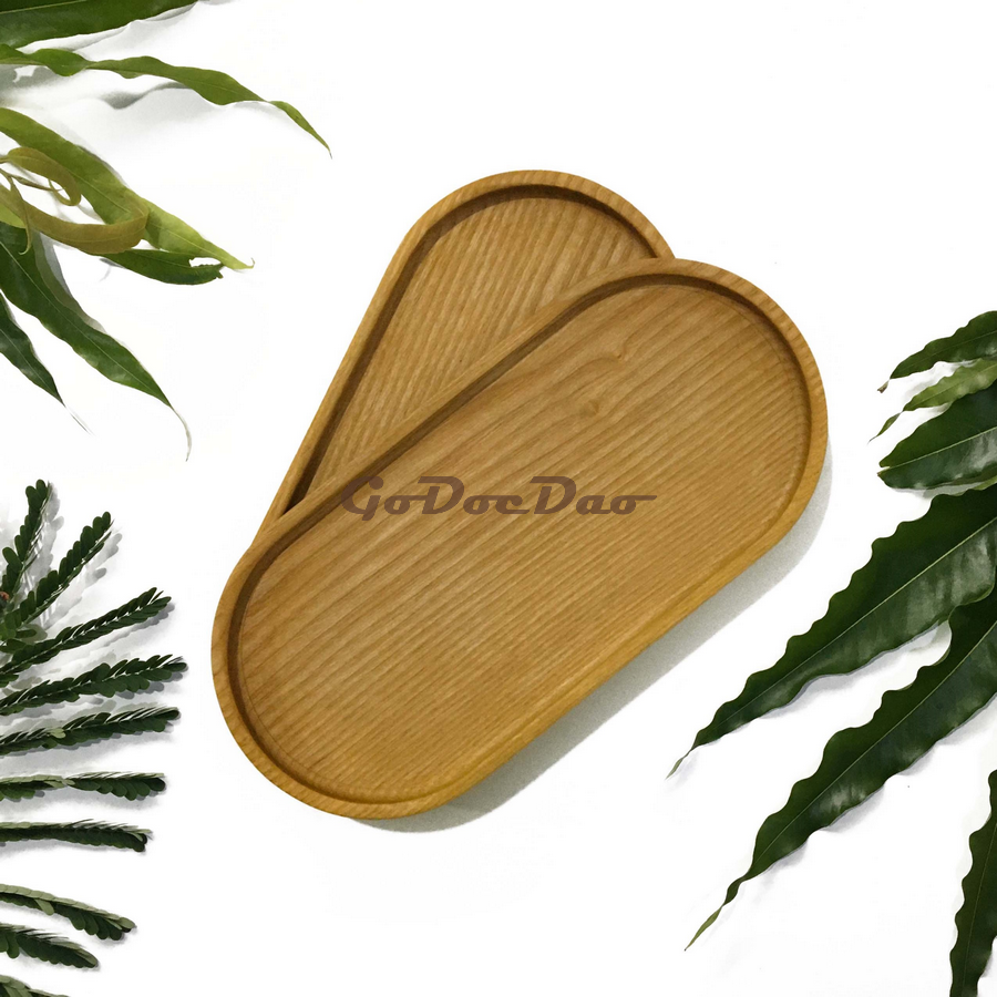 Khay gỗ hình Oval màu sáng - Khay gỗ phục vụ, đựng đồ ăn, trà