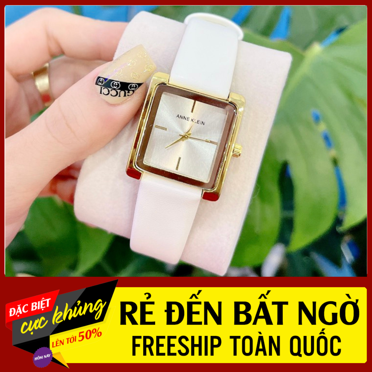 Đồng hồ ANNE KLEIN nữ dây da hàng đẹp logo sắc nét