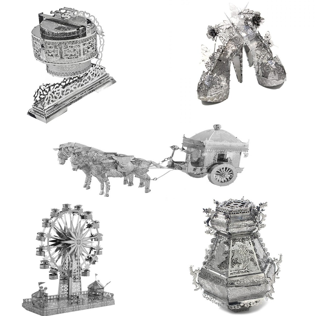 [HCM]Mô Hình Kim Loại 3D Lắp Ráp Lồng Đèn Cổ Điển Đu Quay Ferris Xe Ngựa Giầy Cao Gót.