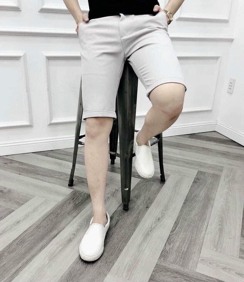 Quần sọt tây nam màu kem co giãn 4 chiều cao cấp