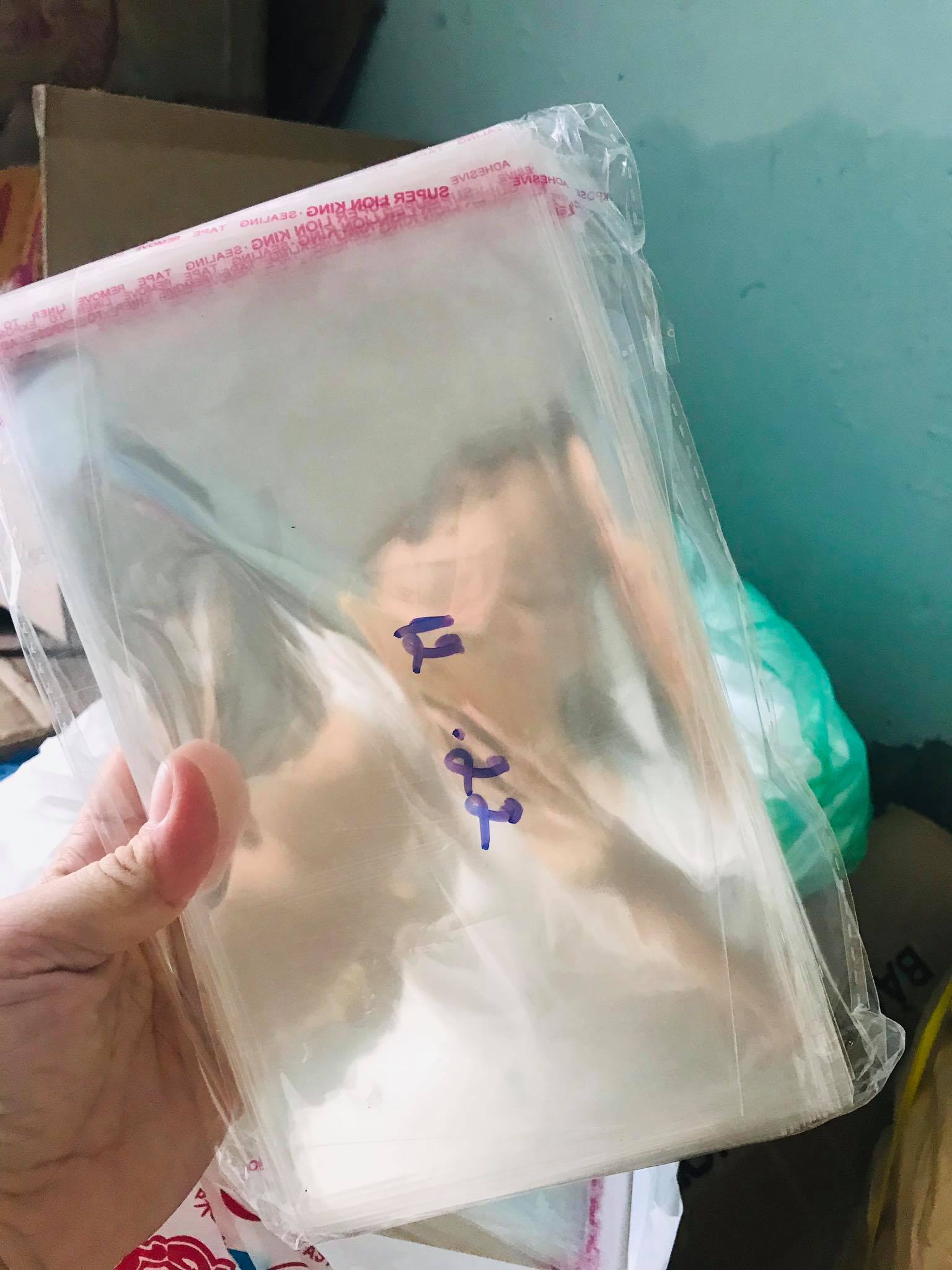 500g túi bóng kính dán miệng túi tự dính túi opp