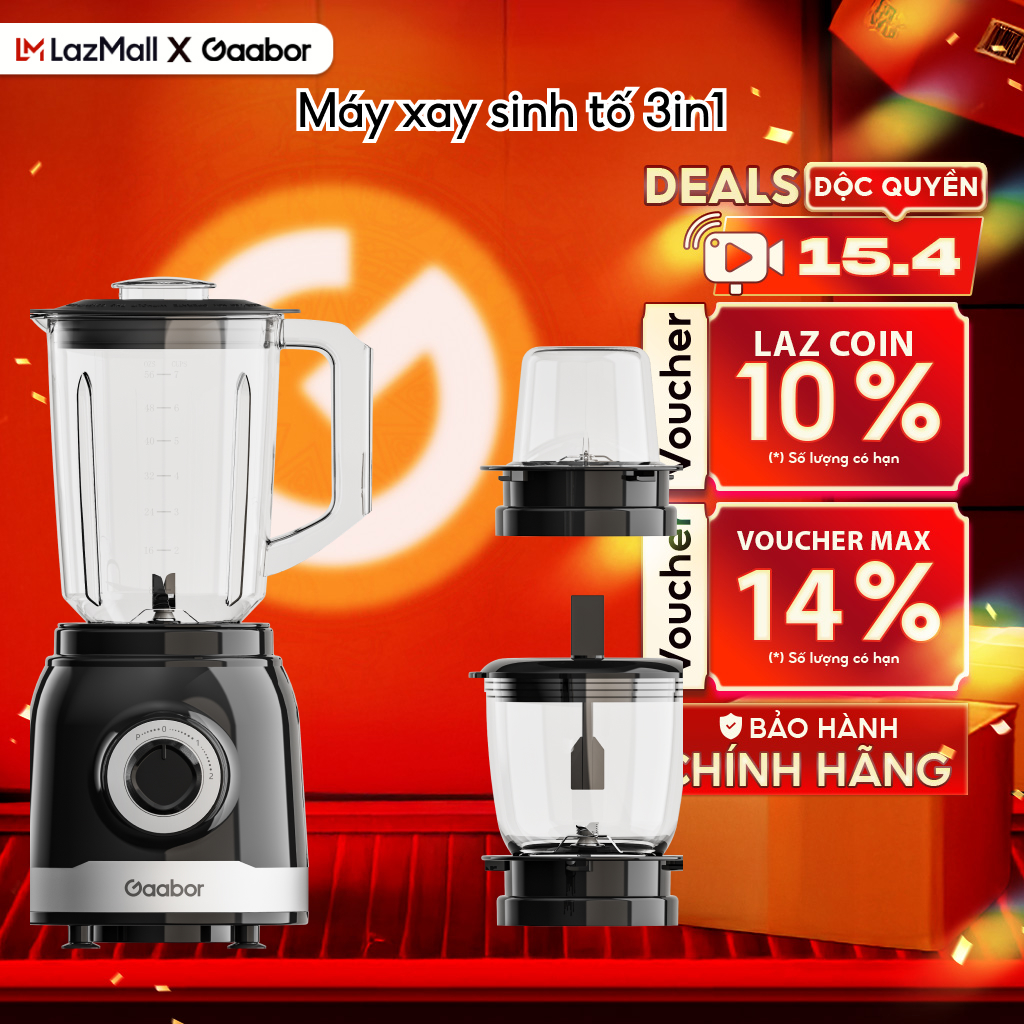 Máy xay sinh tố đa năng Gaabor JM-16M02A 3in1 xay thịt gia vị xay sinh tố - Bảo hành 12 tháng 1 đổi 1