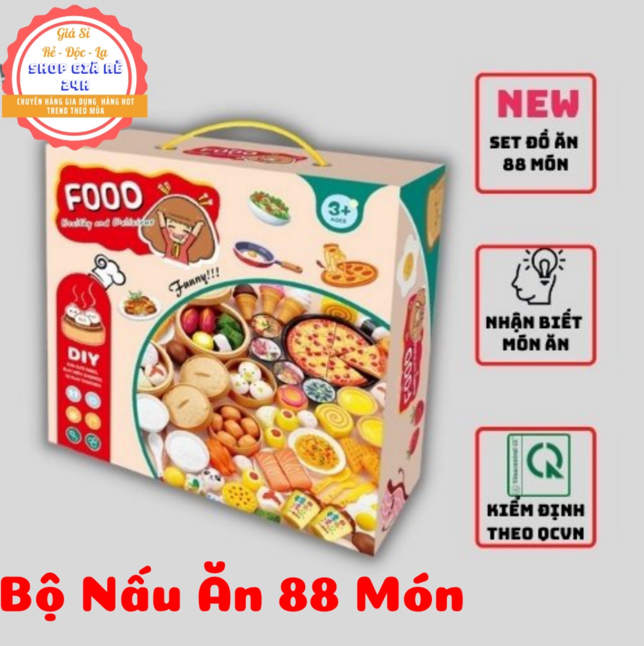 ĐỒ CHƠI NẤU ĂN ĐỒ HÀNG 88 MÓN CHO BÉ GÁI VÀ BÉ TRAI