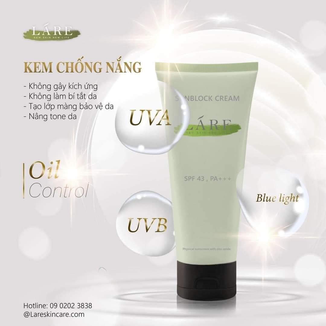 Láre-kem chống nắng sunblock cream spf 43+ pa+++ thanh dược láre full size 90ml