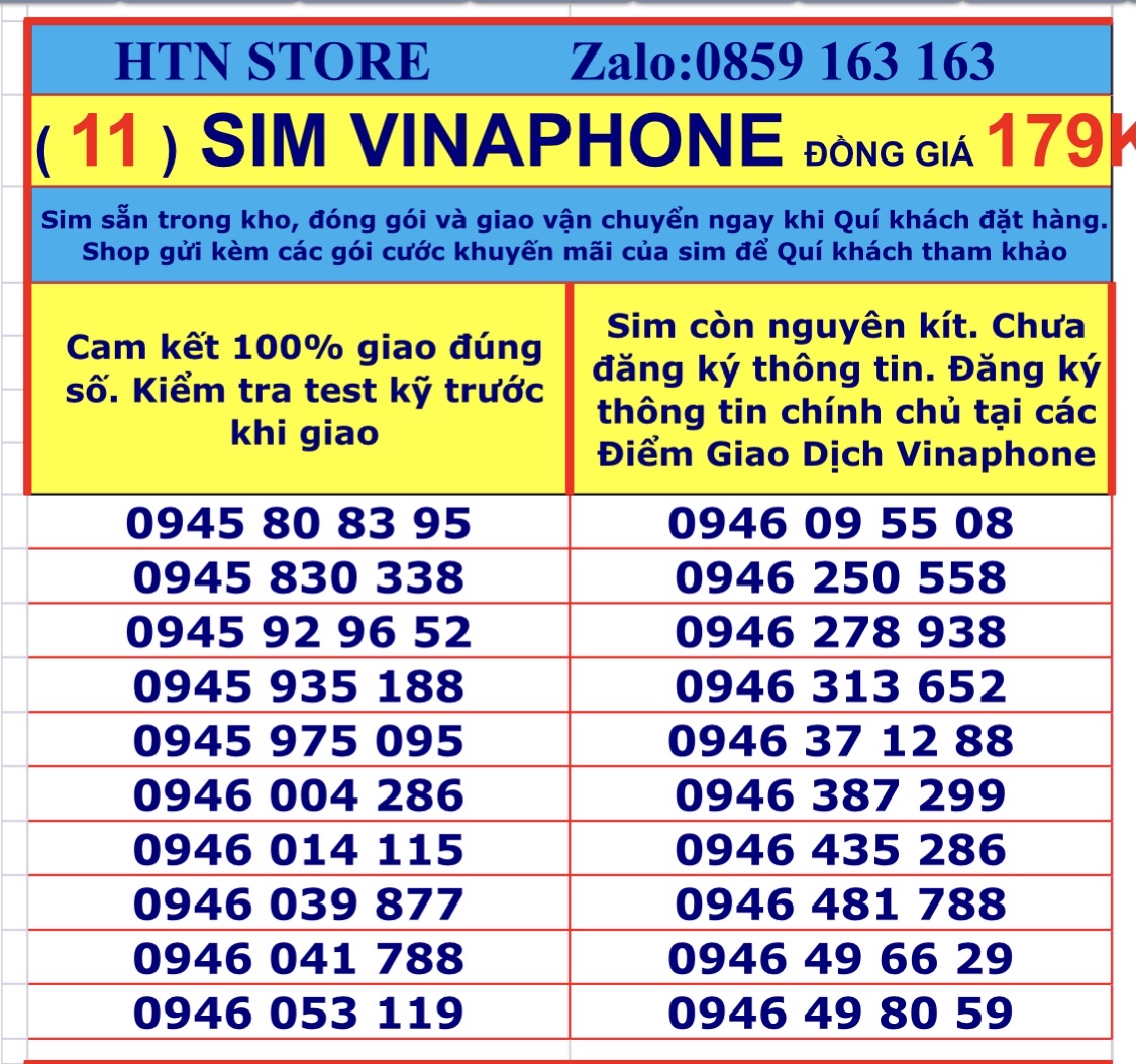 Sim vina số đẹp giá rẻ đồng giá 179k