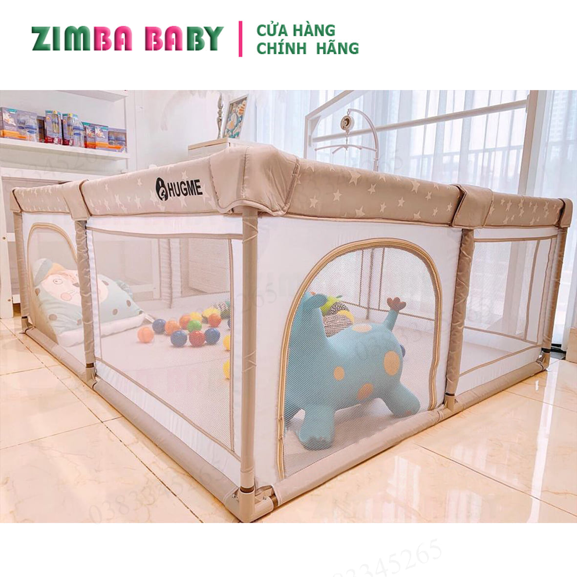 Quây cũi vải cho bé chống trèo Hugme, cao 70cm, chắc chắn |Quây chắn giường| Quây đồ chơi cho bé