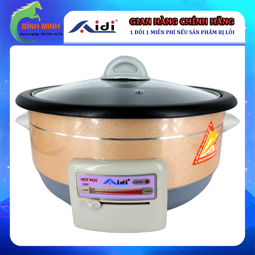 Nồi Lẩu Điện - Chảo Lẩu Điện Đa Năng Aidi 2.2L 2.2 Lít 1250W AD-2082 - Hàng Chính Hãng (Bảo Hành 12 Tháng)