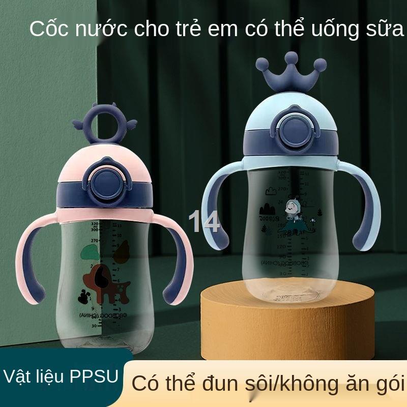 YBabudou ống hút trẻ em PPSU tập uống cốc cho bé bú bình nước chống ngã sữa sặc