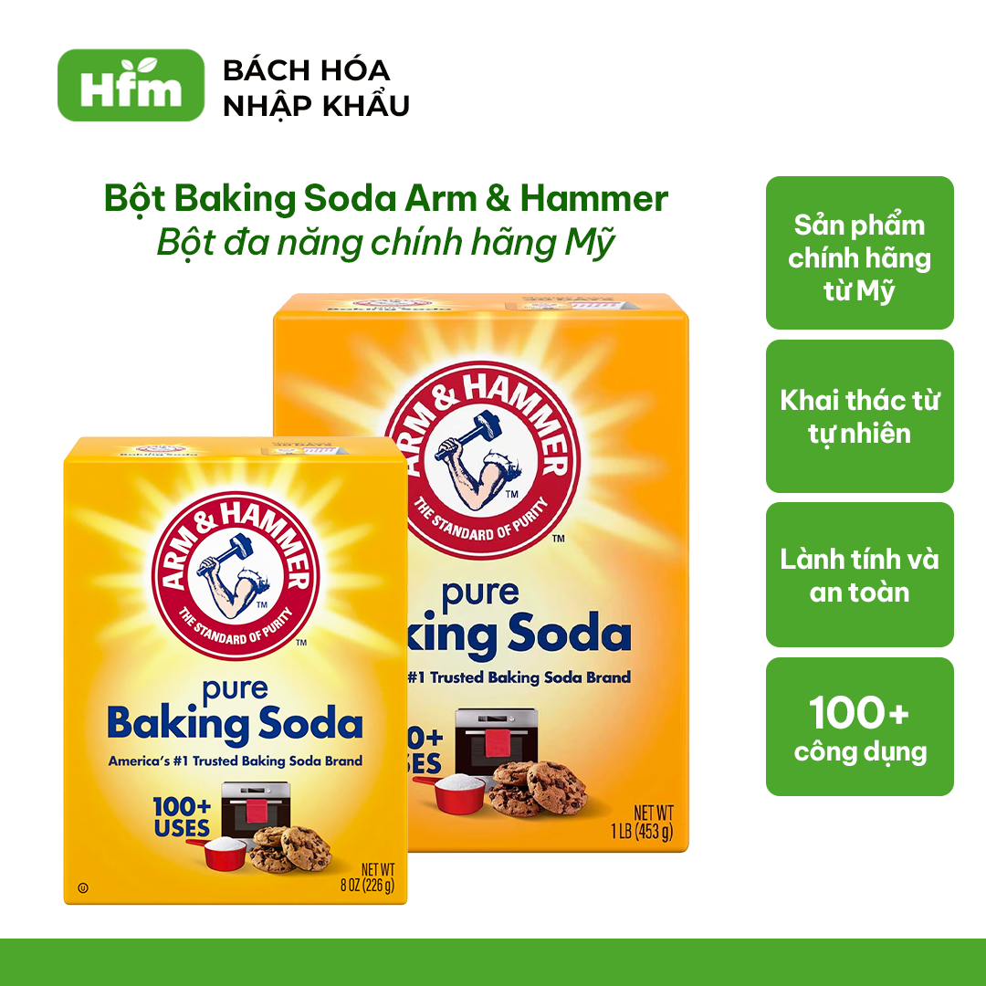 [NHẬP KHẨU CHÍNH HÃNG MỸ] Bột Baking Soda ARM & HAMMER Đa Năng Làm Bánh, Vệ Sinh , Khử Mùi Hiệu Quả.