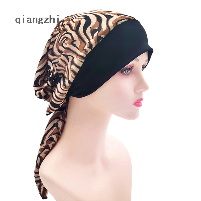 Mũ turban khăn trùm đầu rụng tóc khăn trùm đầu hồi giáo khăn trùm đầu buộc sẵn khăn rằn căng thẳng mũ in hình hoa hóa trị ung thư