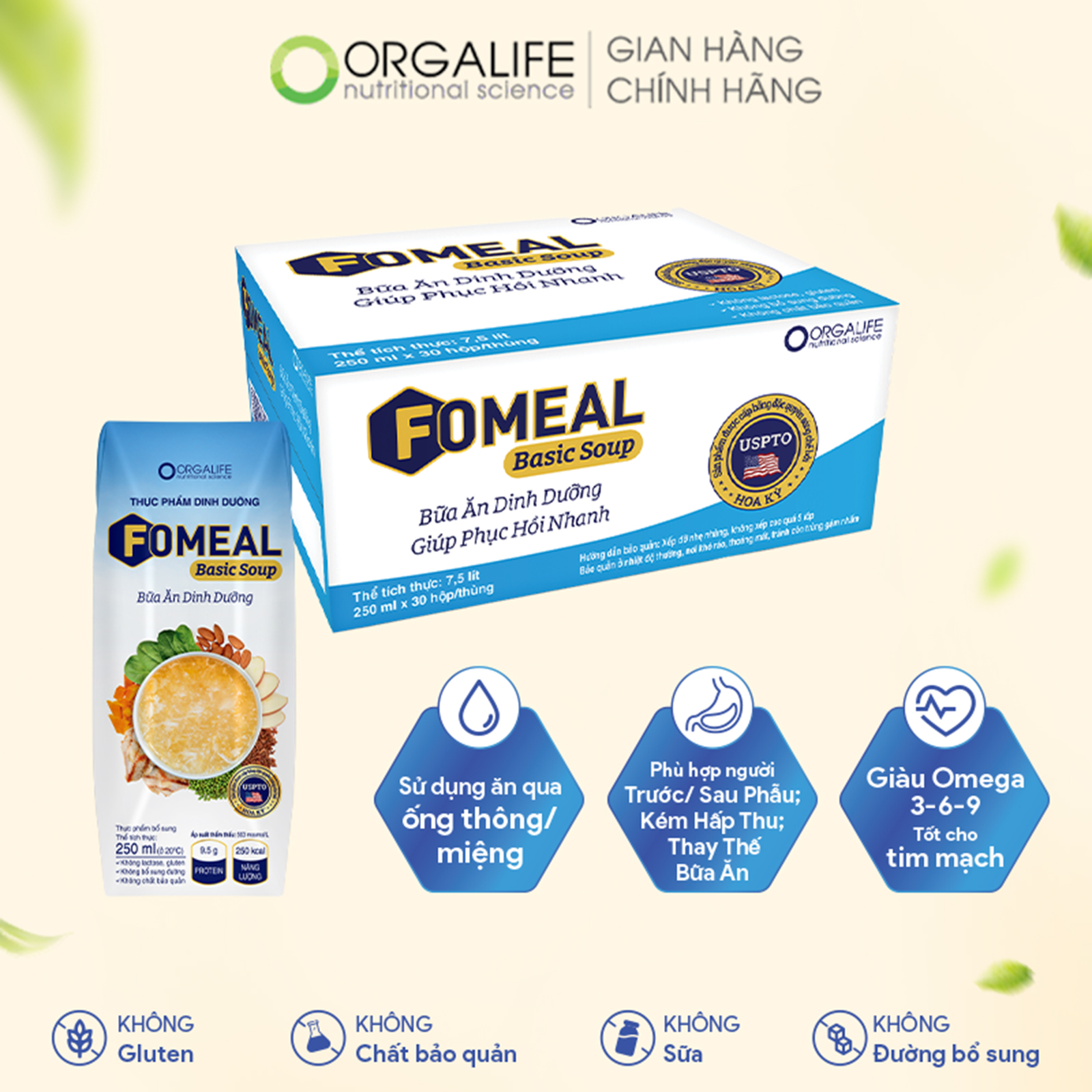 FOMEAL BASIC SOUP - Thực phẩm dinh dưỡng - Thùng 30 Hộp x 250ML