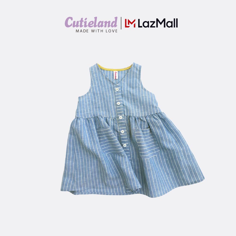 Cutieland - Đầm linen sọc 2 túi