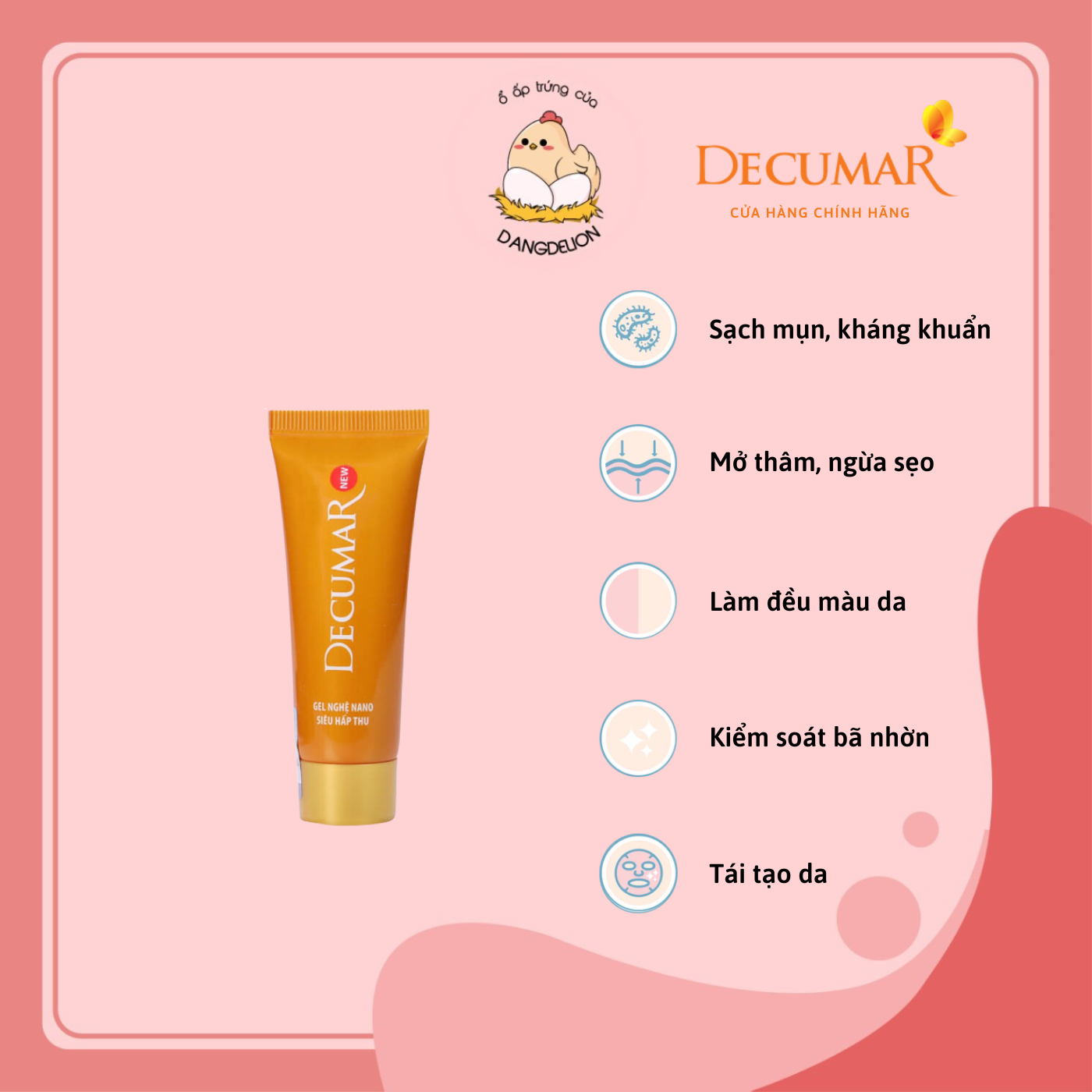 Gel Nano Nghệ Decumar New sạch mụn sáng da làm mờ thâm 5g