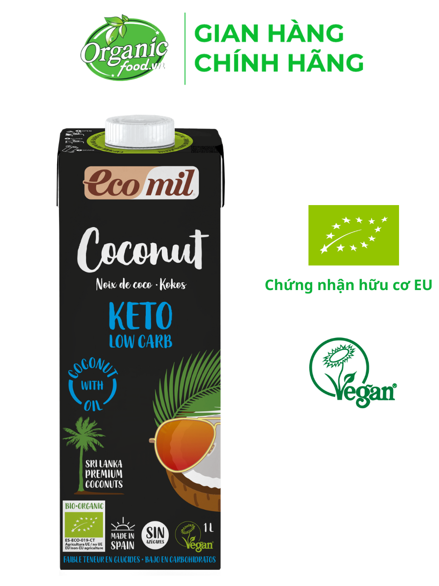 Nước uống từ dừa Keto không đường hữu cơ Ecomil 1l
