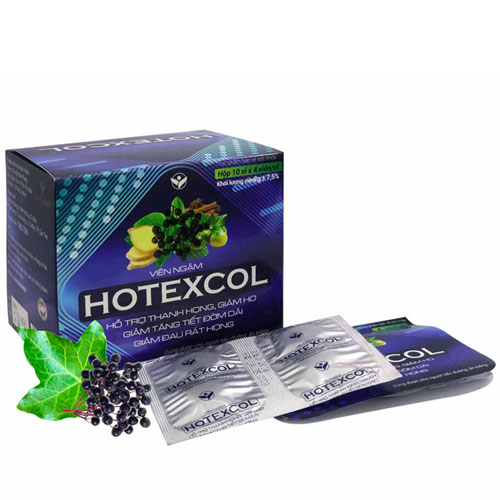 Viên ngậm Hotexcol, hỗ trợ giảm tiết đườm dãi, giúp giảm đau rát họng  Hộp