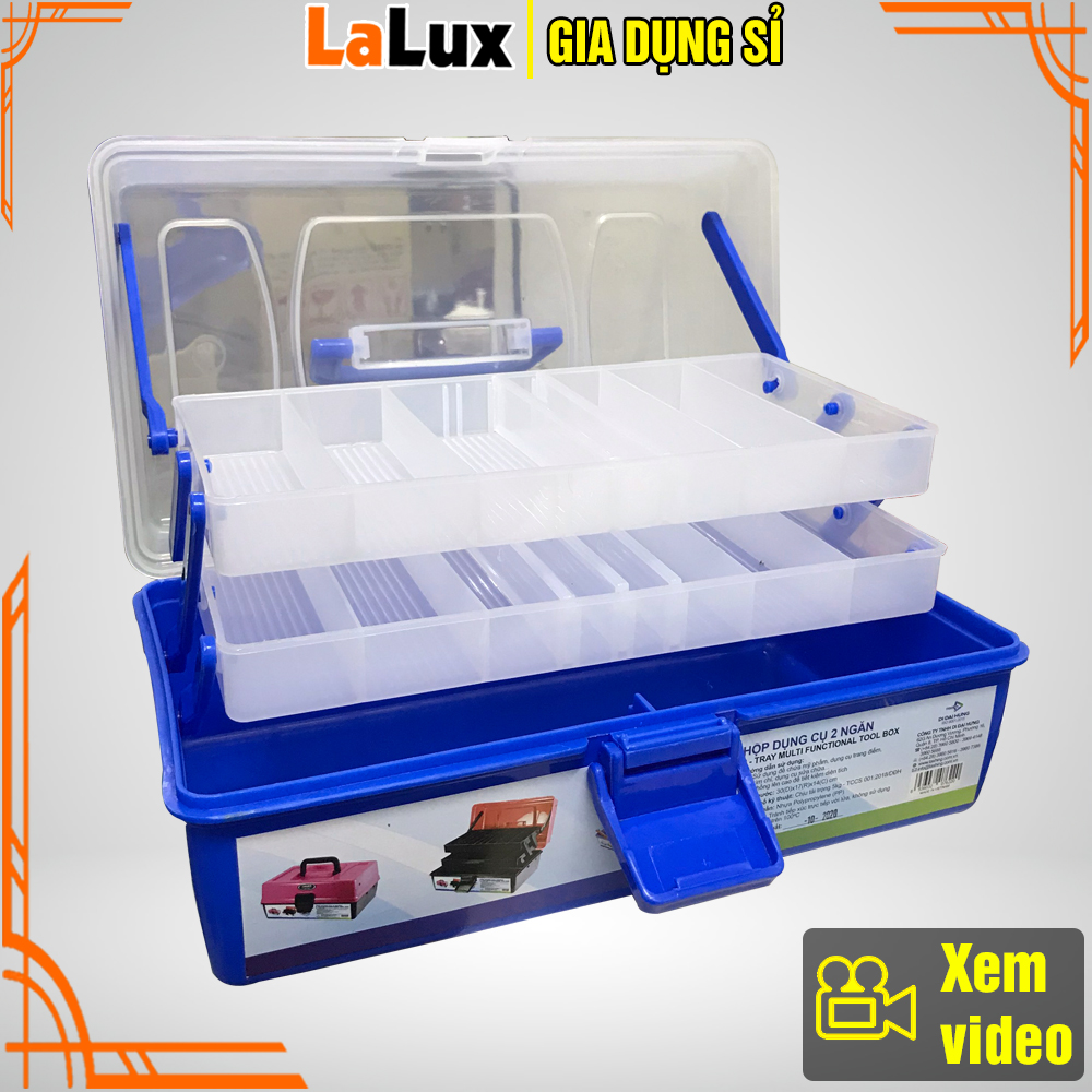 Hộp Nhựa Đựng Dụng Cụ 2 Tầng - Hộp Đựng Đồ Đa Năng, Hộp Đựng Đồ Trang Điểm, Cốp Đựng Mỹ Phẩm, Hộp Đựng Phụ Kiện Câu Cá, Hộp Đựng Đồ Nghề, LALUX