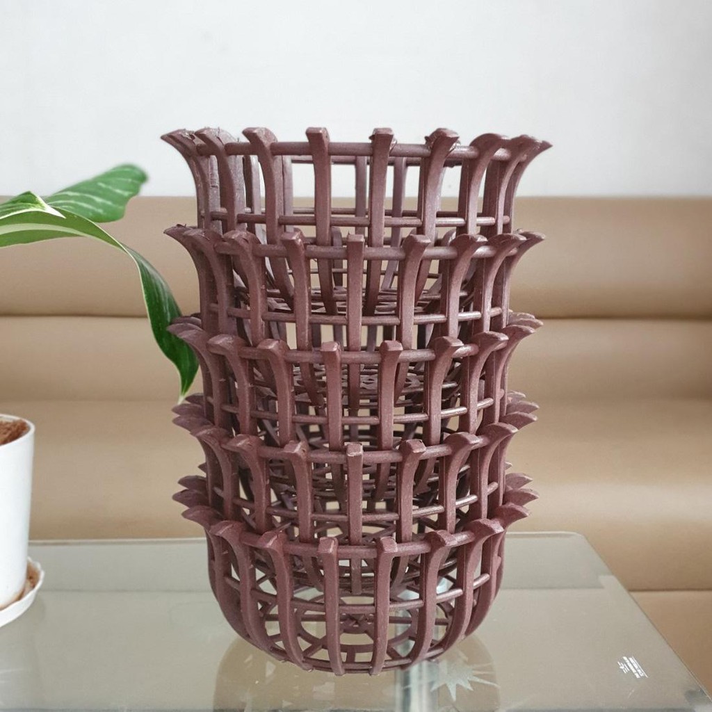 [HCM]Bộ 5 chậu trồng lan bí ngô giả gỗ nâu 25cm x 12cm