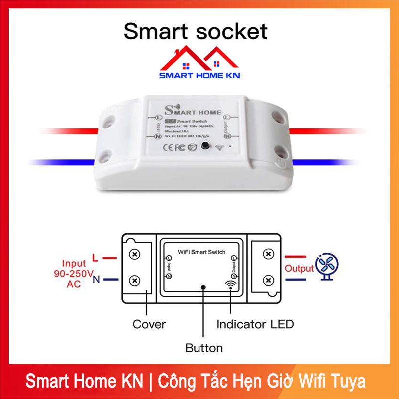 Công tắc hẹn giờ tắt mở thông minh wifi tuya điều khiển từ xa bằng điện thoại