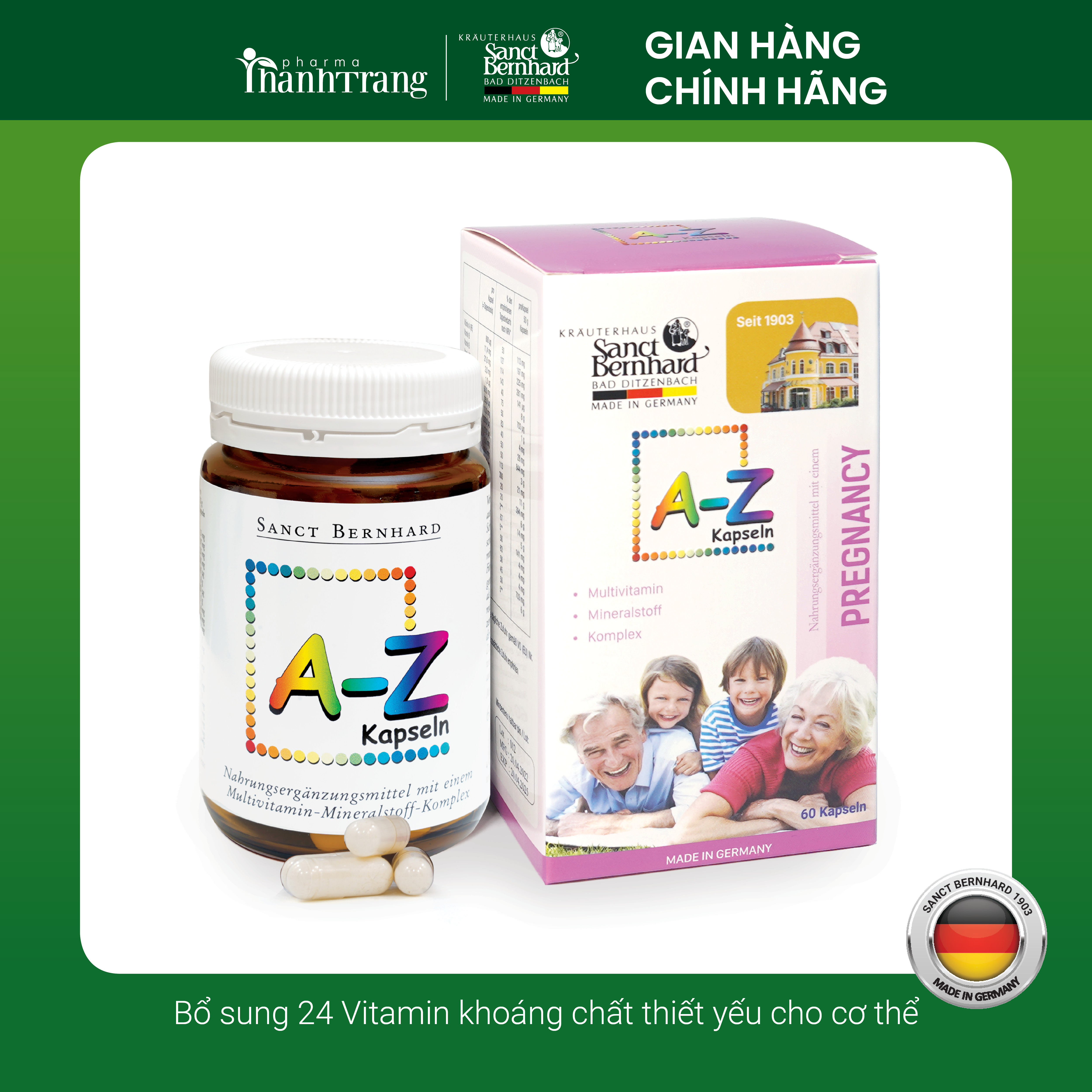 Vitamin A-Z Sanct Bernhard bổ sung 24 vitamin, khoáng chất tổng hợp cho cơ thể 60 viên - Chính hãng Đức