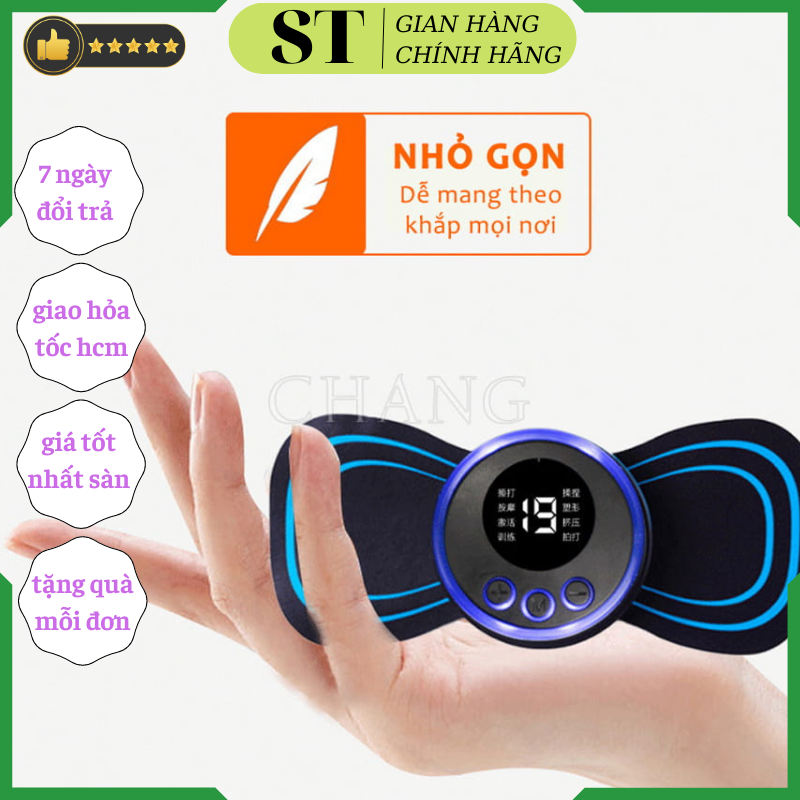 Máy Massage Xung Điện mini toàn thân 8 Chế Độ - Giúp Giảm Đau Nhức Cổ Vai Gáy, Bắp Tay, Lưng Hiệu Quả, massage xung điện cánh bướm, máy massage toàn thân, massage