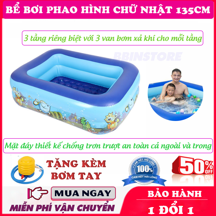 Bể Bơi Trong Nhà Cho Bé 1m3 TẶNG KÈM BƠM - Chất Liệu Bền Bỉ Chống Áp Lực Nước, Chống Trượt An Toàn - Bể Bơi Trong Nhà An Toàn Cho Bé, Bể Bơi Phao 3 Tầng Cho Bé, Trò Chơi Ngoài Trời Cho Bé - BBINSTORE