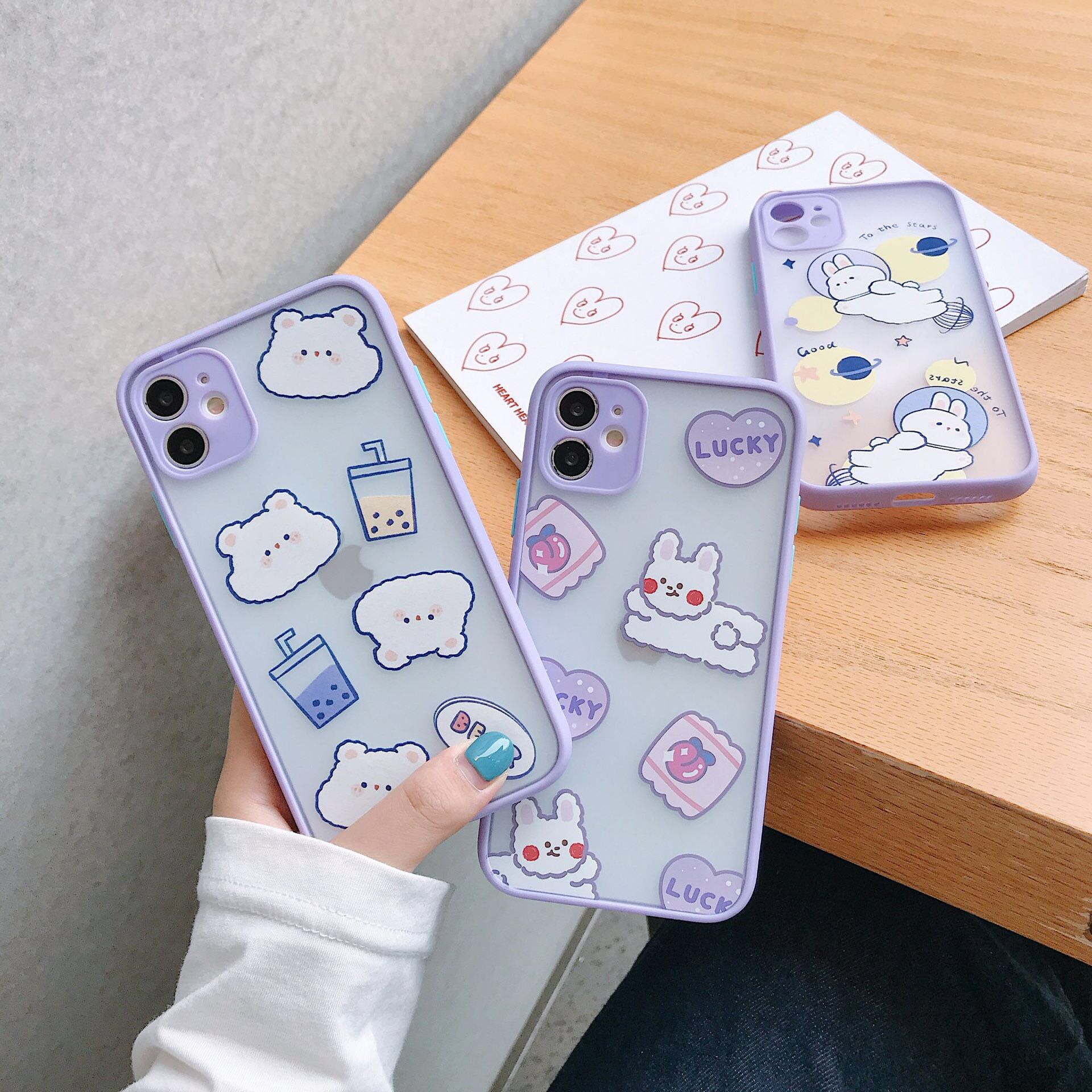Ốp lưng nhám chống sock va đập bảo vệ camera bear lucky