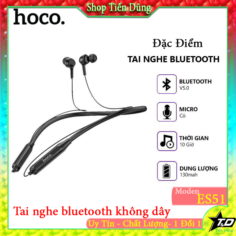 Tai nghe bluetooth hoco ES51 kiểu dáng thể thao Era V5.0 dùng hãng ghi thời gian dùng 10 giờ - tai nghe không dây v5.0 cao cấp