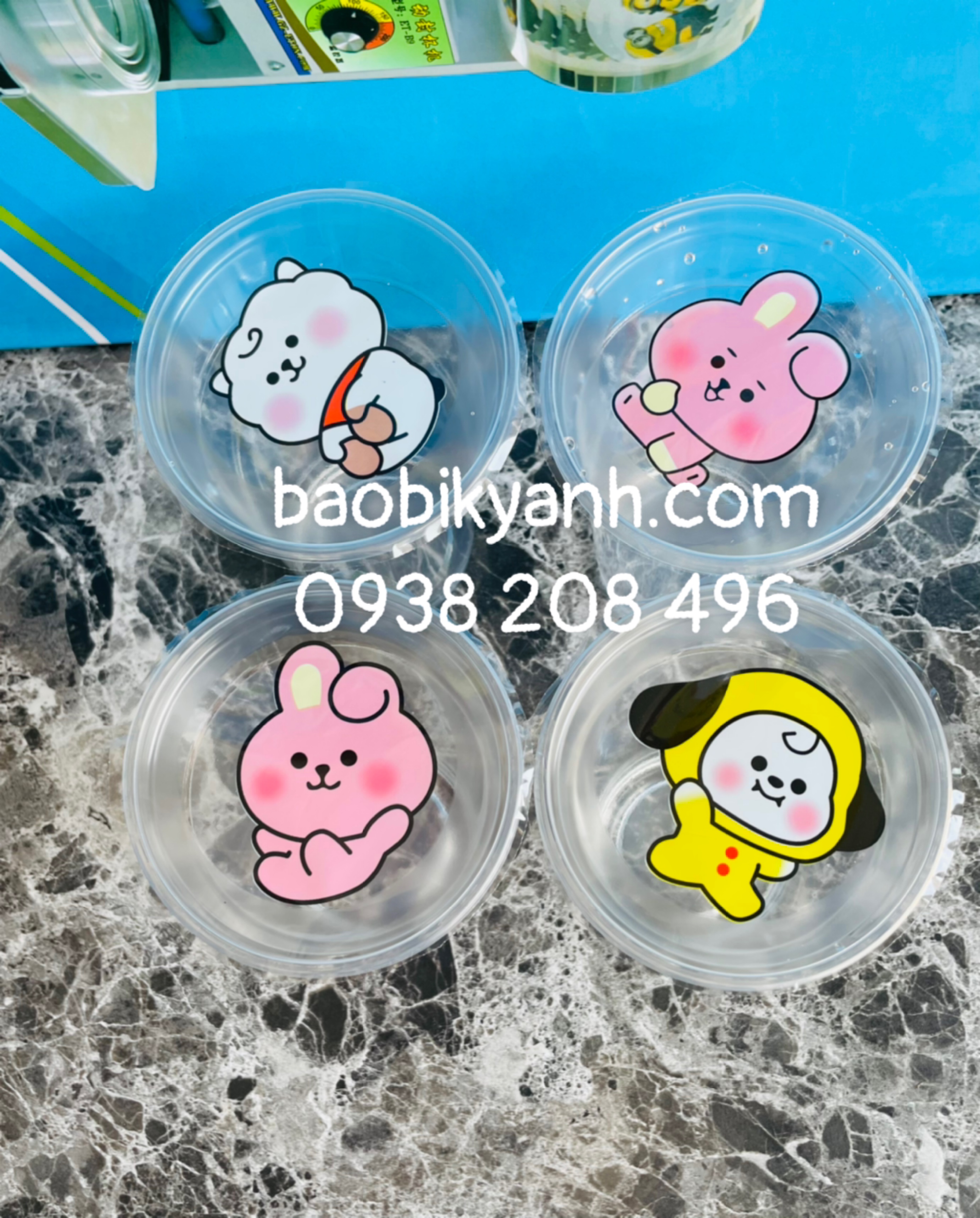 Màng ép ly trà sữa, keo ép ly nhựa 2400 logo