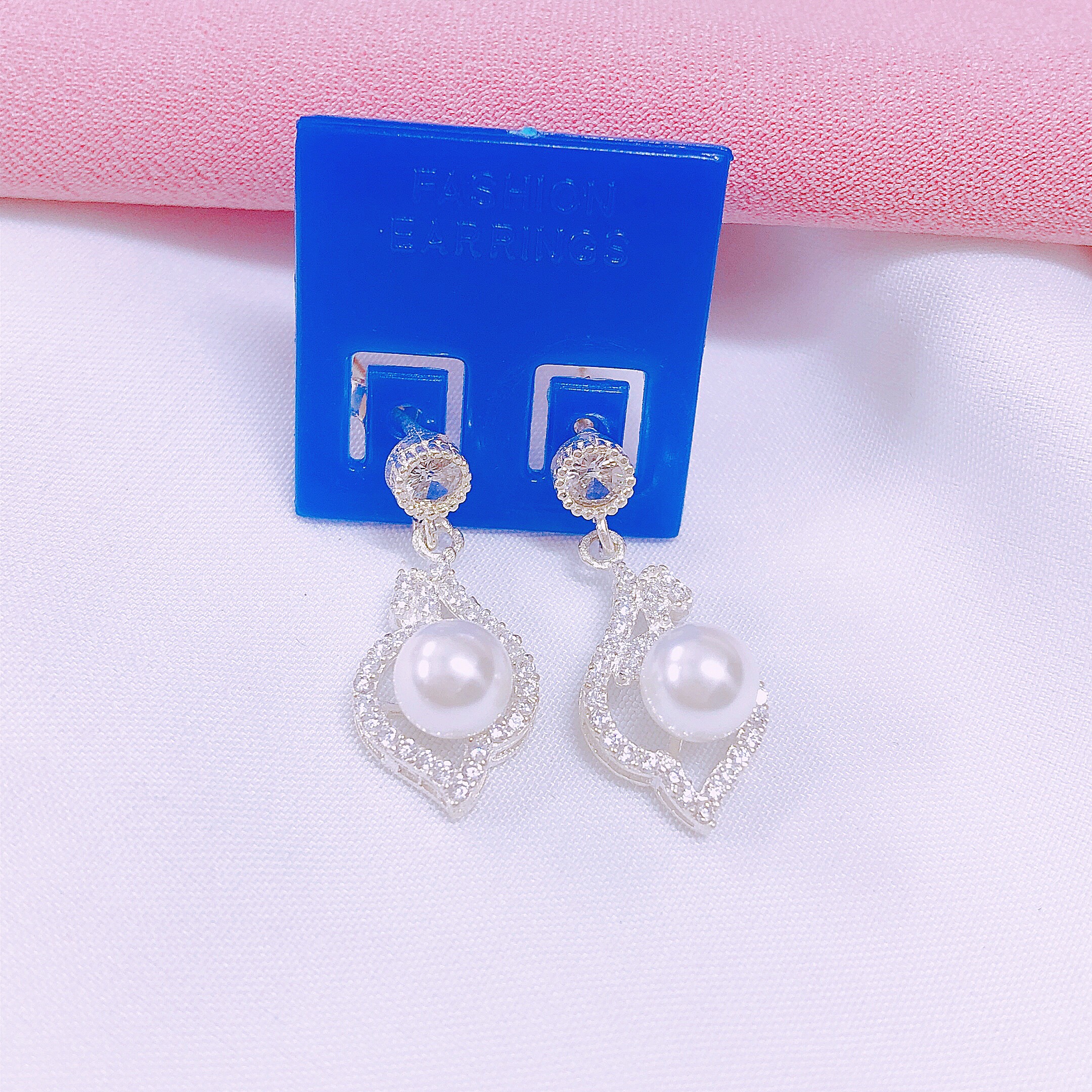 Bông tai nữ bạc thật đính hạt ngọc xinh xắn ms09 chất liệu bạc ta chuẩn/JQN trang sức bạc chính hãng