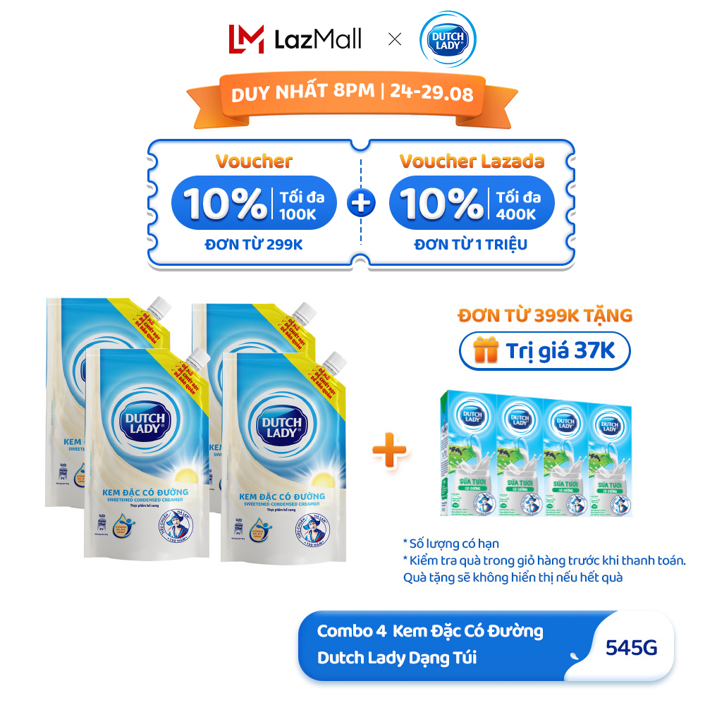 Combo 4 túi kem đặc có đường dutch lady 545g/túi