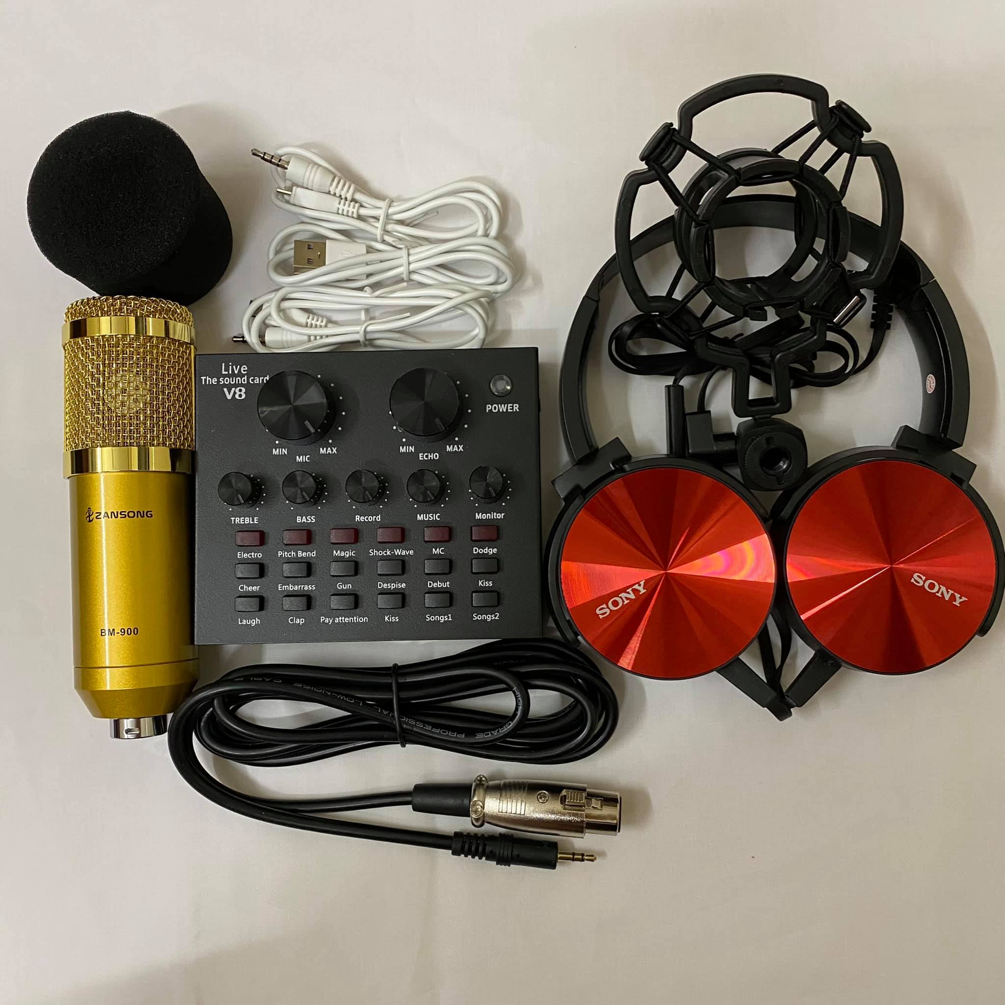 Mic thu âm zangsong bm900+sound card v8 bluetooth live stream tặng tai nghe 450, mic thu âm bài hát chuyên nghiệp | phòng thu chất lượng cao‎ , thiết bị phòng thu âm chuyên nghiệp , micro thu âm micro livestream