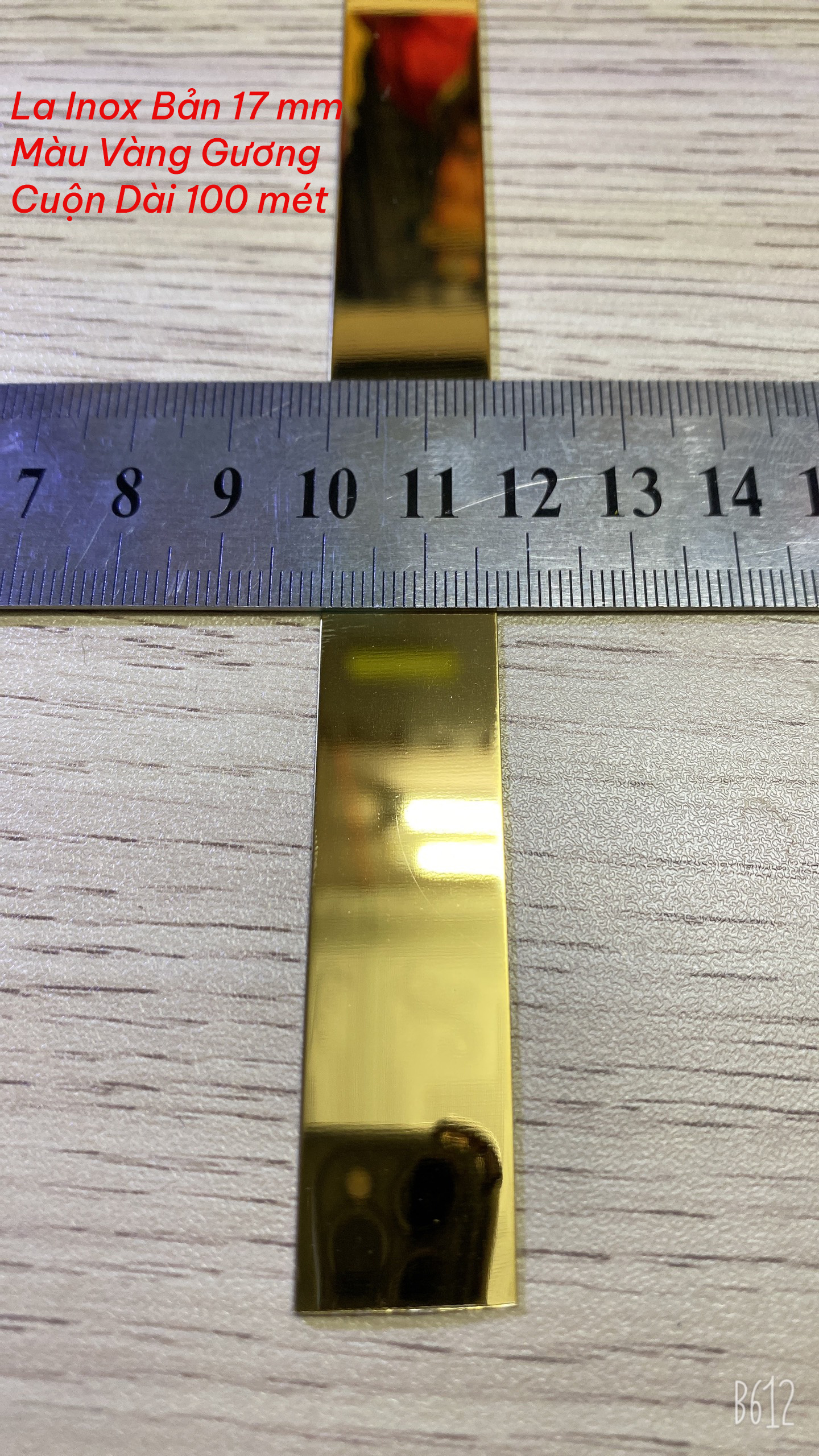 La inox cuộn bản 1.7cm /3.4 cm vàng gương chuyên ốp ván hdf / mdf