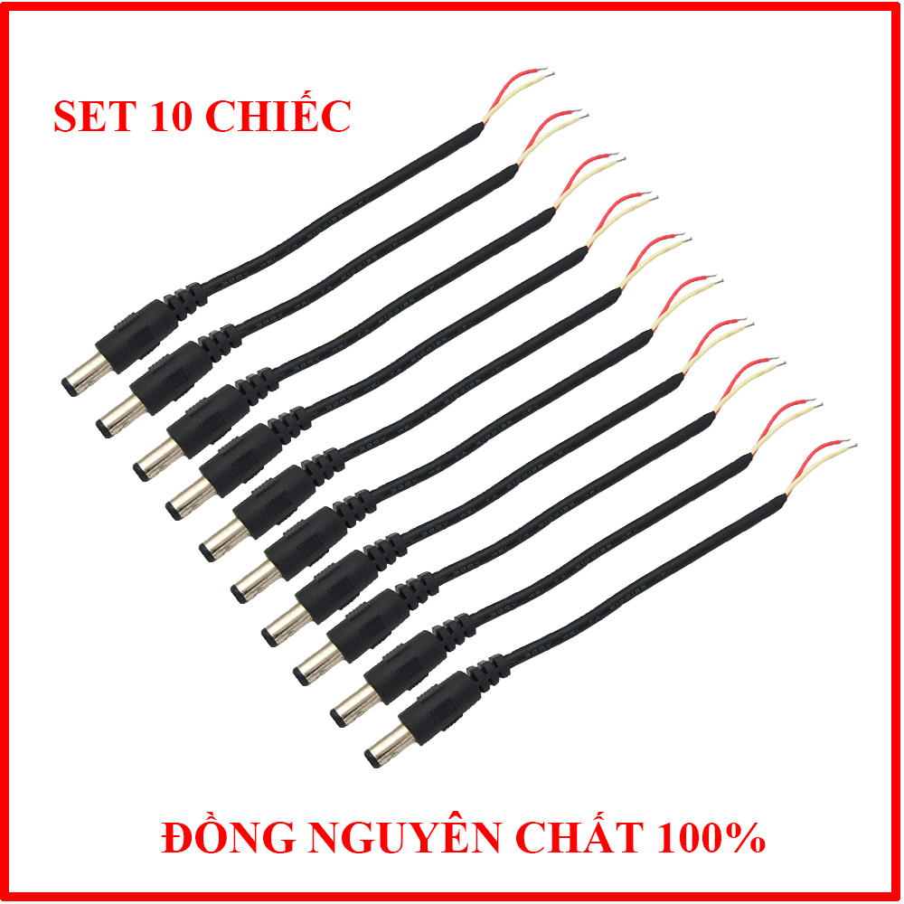 dây nối nguồn camera (10 chiếc ) dây đồng 100% jack nguồn DC 5v 12v 2a dùng camera wifi gắn nguồn tổng dây cáp đồng trục dây mạng liền nguồn lắp camera ip loại chân đực ( male ) 5.5mm x 2.1mm