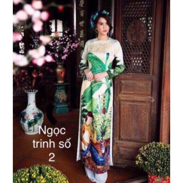 [HCM]áo dài gấm vàng in 3D cao cấp( không kèm quần