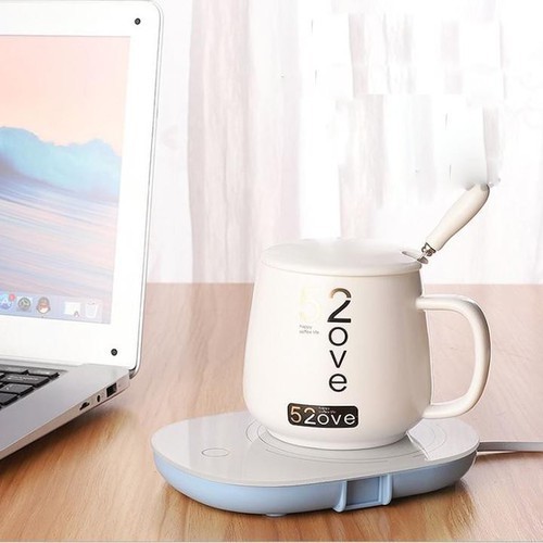 Máy hâm nóng sữa, cà phê, thức uống Kèm cốc sứ và thìa tiện lợi