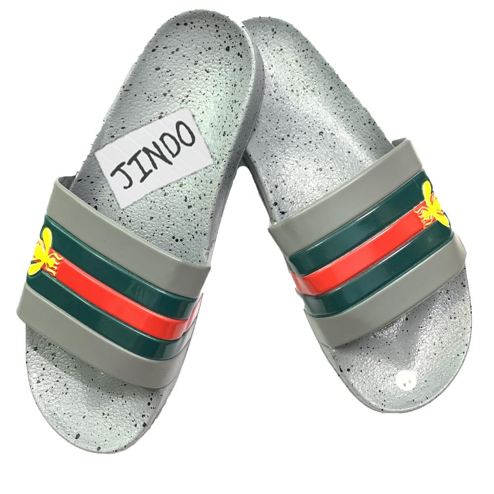 Dép nam nữ đế đúc nhựa PVC nhẹ đi mưa siêu bền bỉ màu xám họa tiết ong Jindo size 35-42 - Dép Nam - Dép Nữ Quai Ngang hình chú Ong thời trang - Dép đôi HOT 2019 - Hình thật