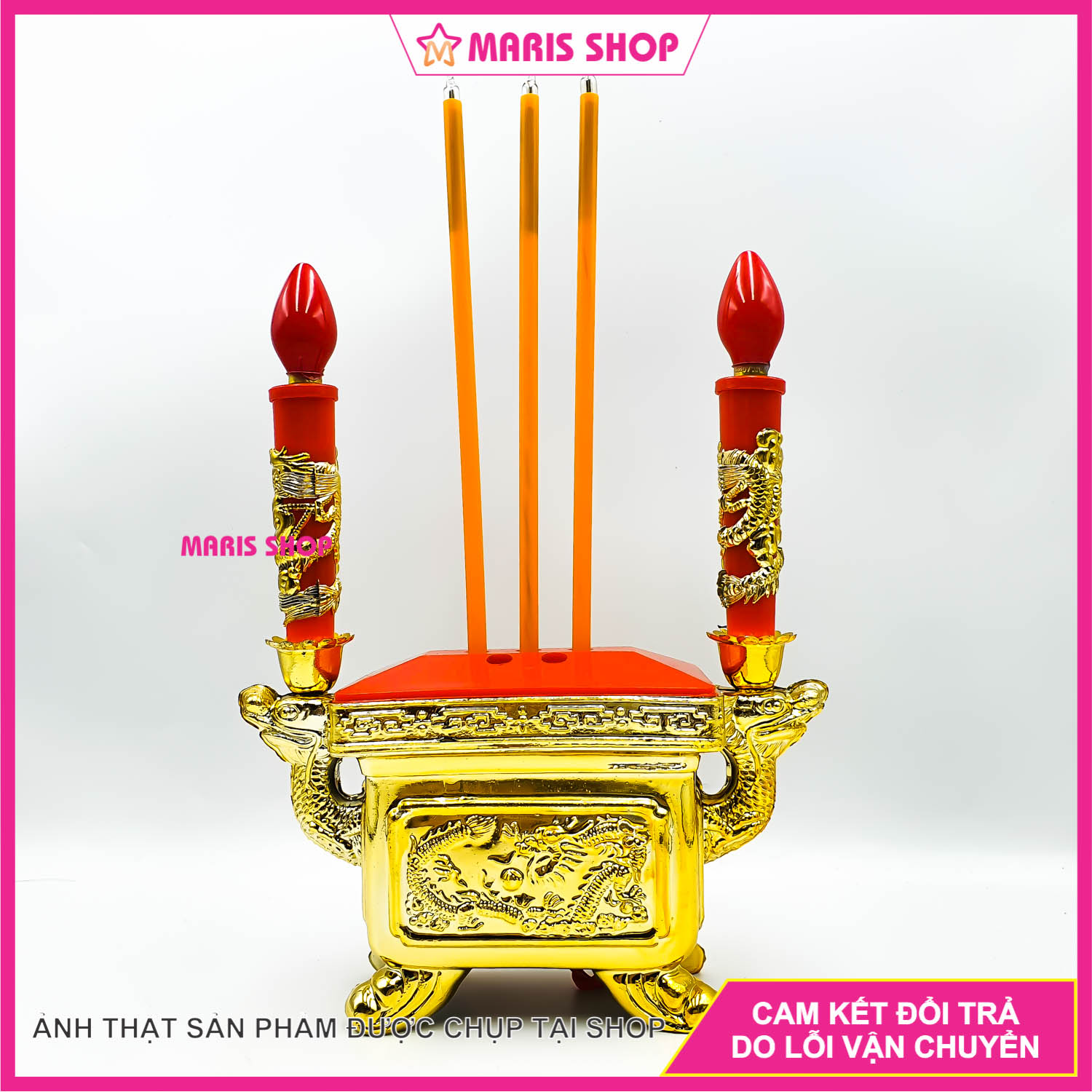 Lư hương vuông điện tử có nhang điện, tặng đèn trái ớt, để bàn thờ trong nhà chung cư, nhang điện tử