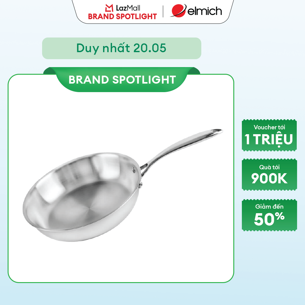 (MEGA 6.6)Chảo inox nguyên khối Elmich Trimax EL 3846SI size 20cm